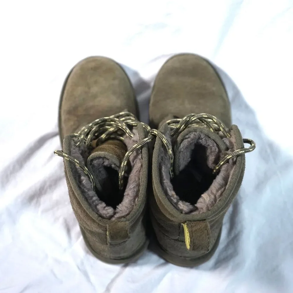 UGG Neumel High Shearling Suede Boots Burnt Olive Women's 10